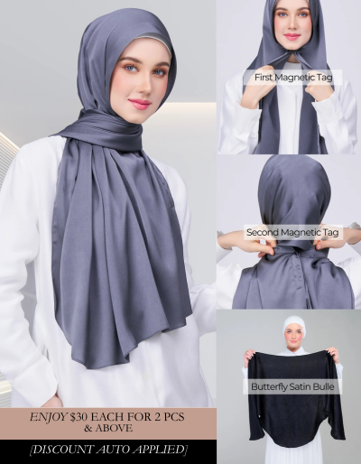 Instant Tag & Go Butterfly | Satin Bulle in Ebony Grey | Batch 1