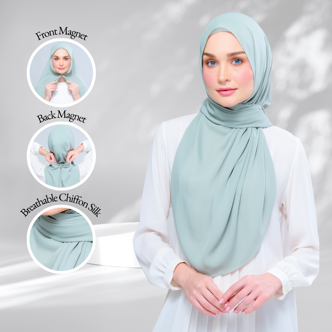 Instant Tag n' Go Shawl | Chiffon Silk in Dusty Green