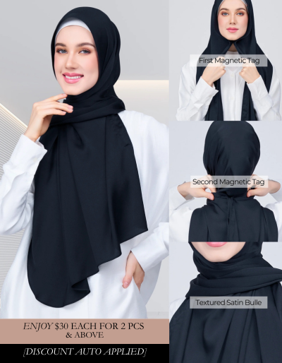 Instant Tag & Go Shawl | Satin Bulle in Pitch Black | Batch 1