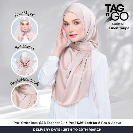 Tag & Go | Satin Silk in Linen Taupe
