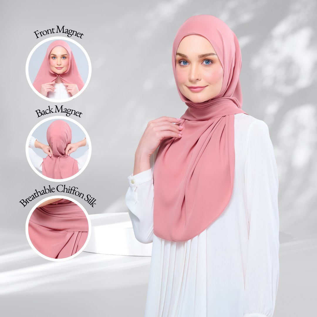 Instant Tag n' Go Shawl | Chiffon Silk in Deep Rose