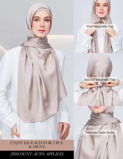 Instant Tag & Go Shawl | Satin Bulle in Elegant Taupe | Batch 1