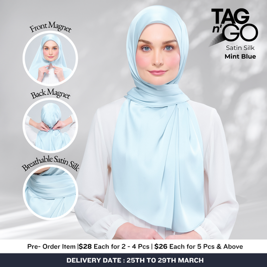 Tag & Go | Satin Silk in Mint Blue