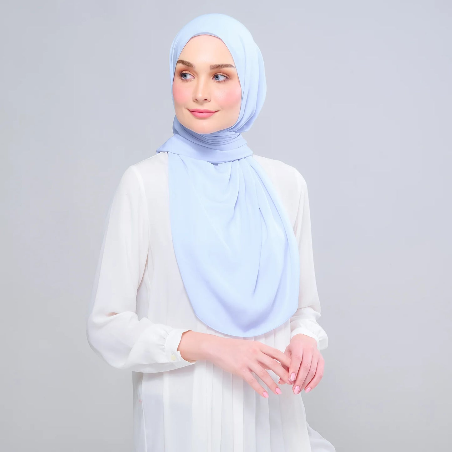 Instant Tag n' Go Shawl | Chiffon Silk in Powder Blue