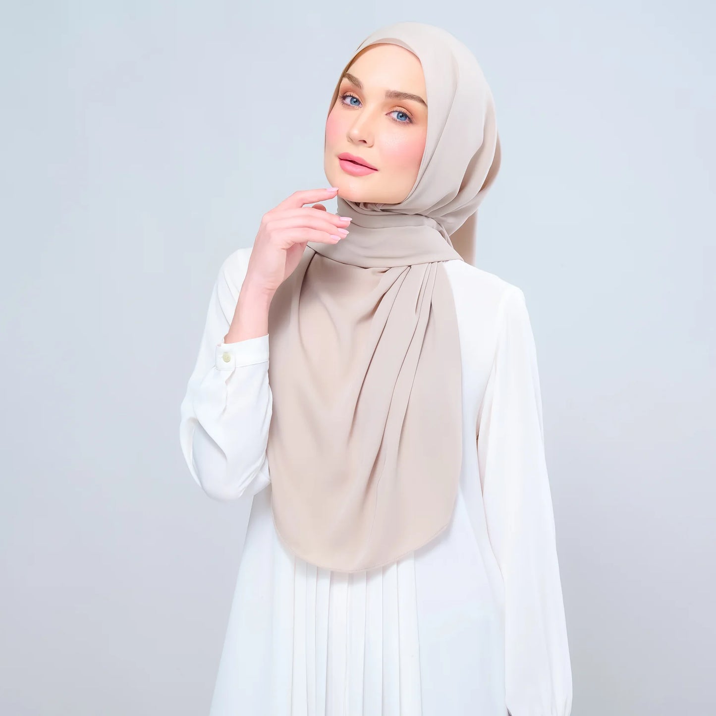 Instant Tag n' Go Shawl | Chiffon Silk in Taupe