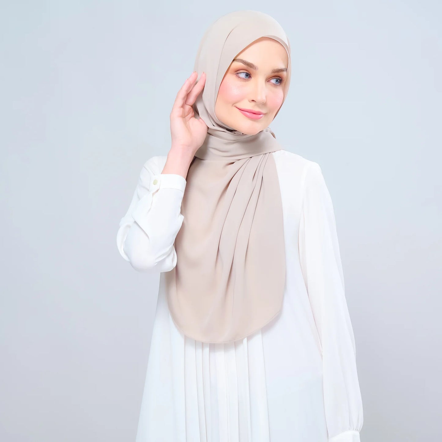 Instant Tag n' Go Shawl | Chiffon Silk in Taupe