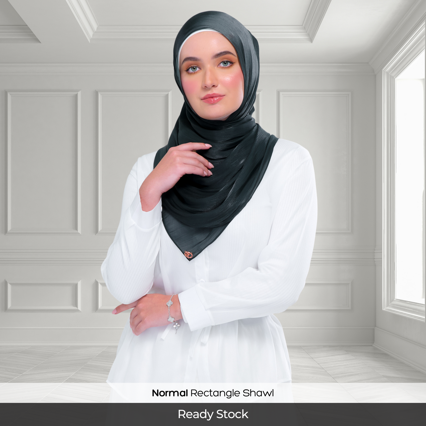 Raia Shawl | Ironless Shimmer in Deep Emerald