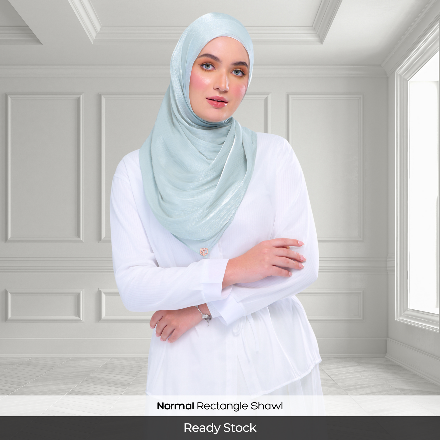 Raia Shawl | Ironless Shimmer in Dusty Green