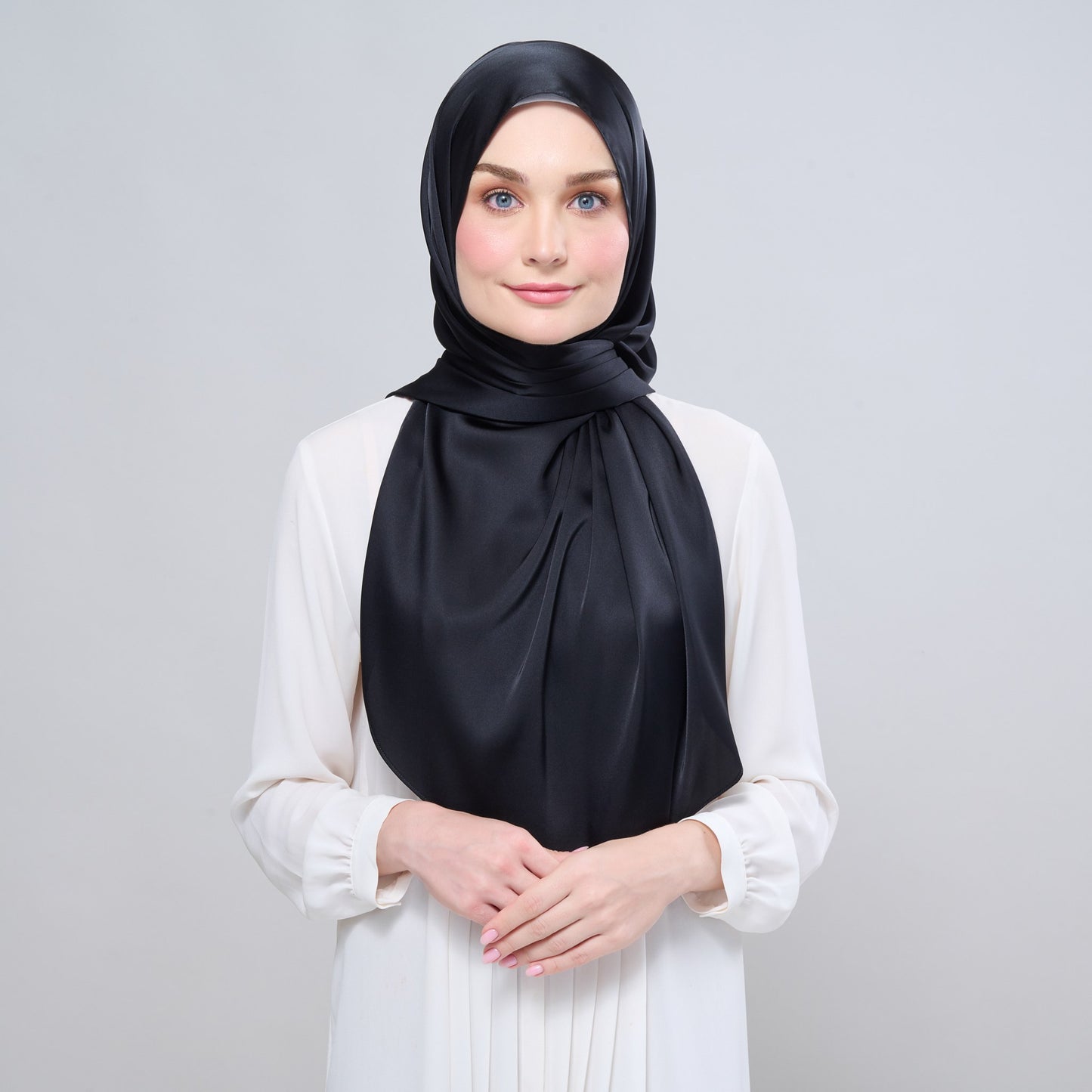 Instant Tag n' Go Shawl | Satin Silk in Pitch Black