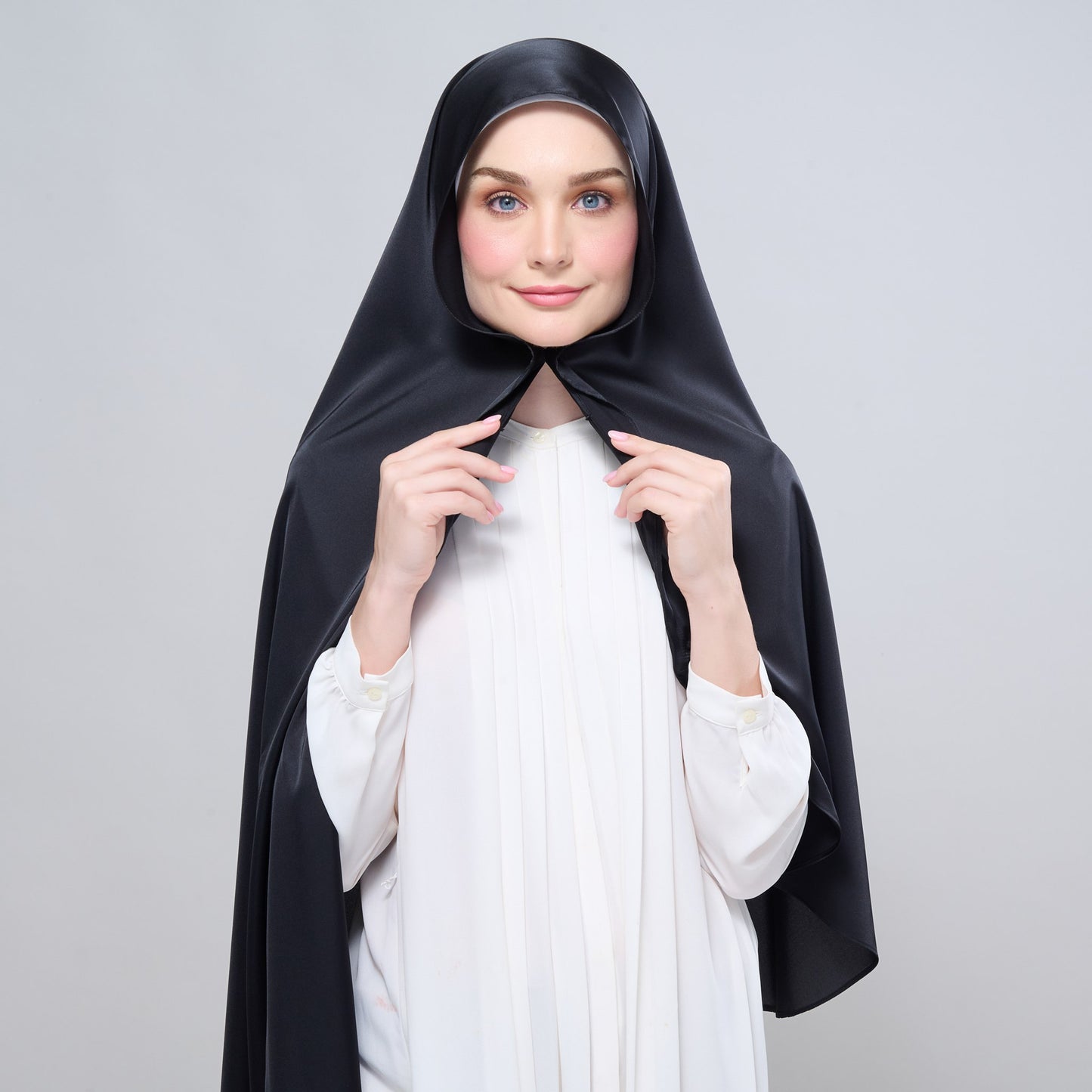 Instant Tag n' Go Shawl | Satin Silk in Pitch Black