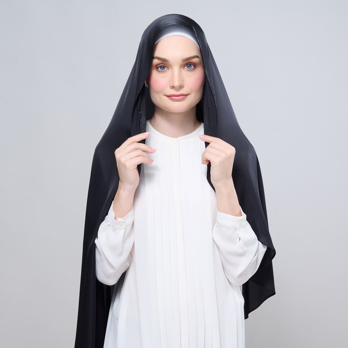 Instant Tag n' Go Shawl | Satin Silk in Pitch Black