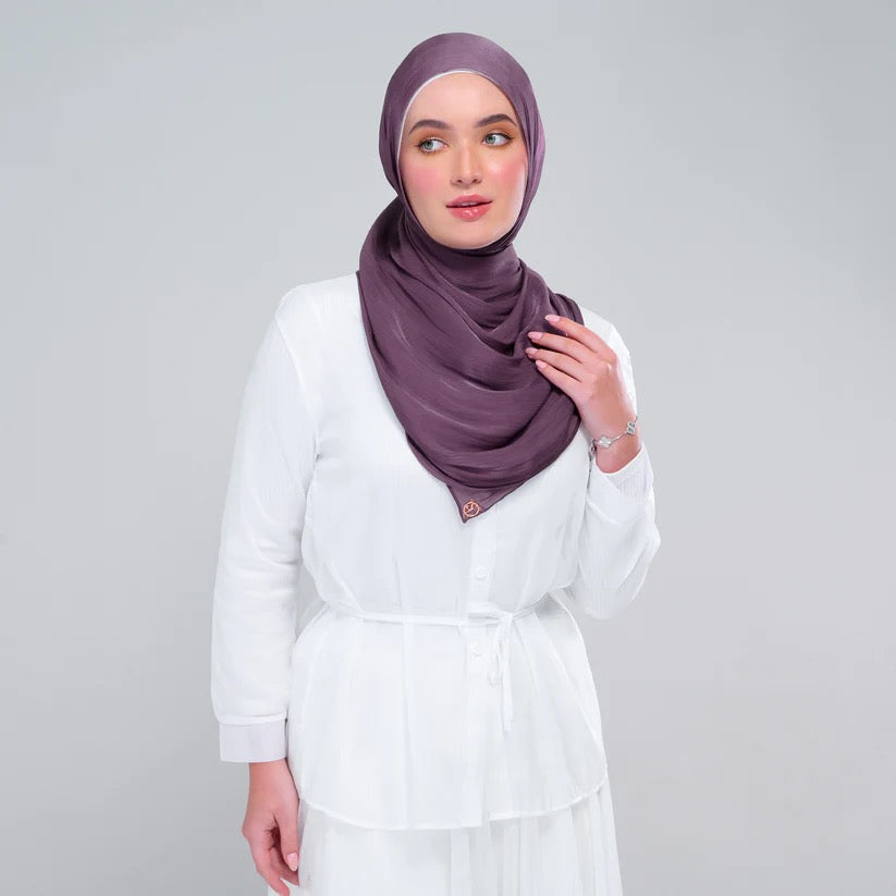 Raia Shawl | Ironless Shimmer in Dark Thistle