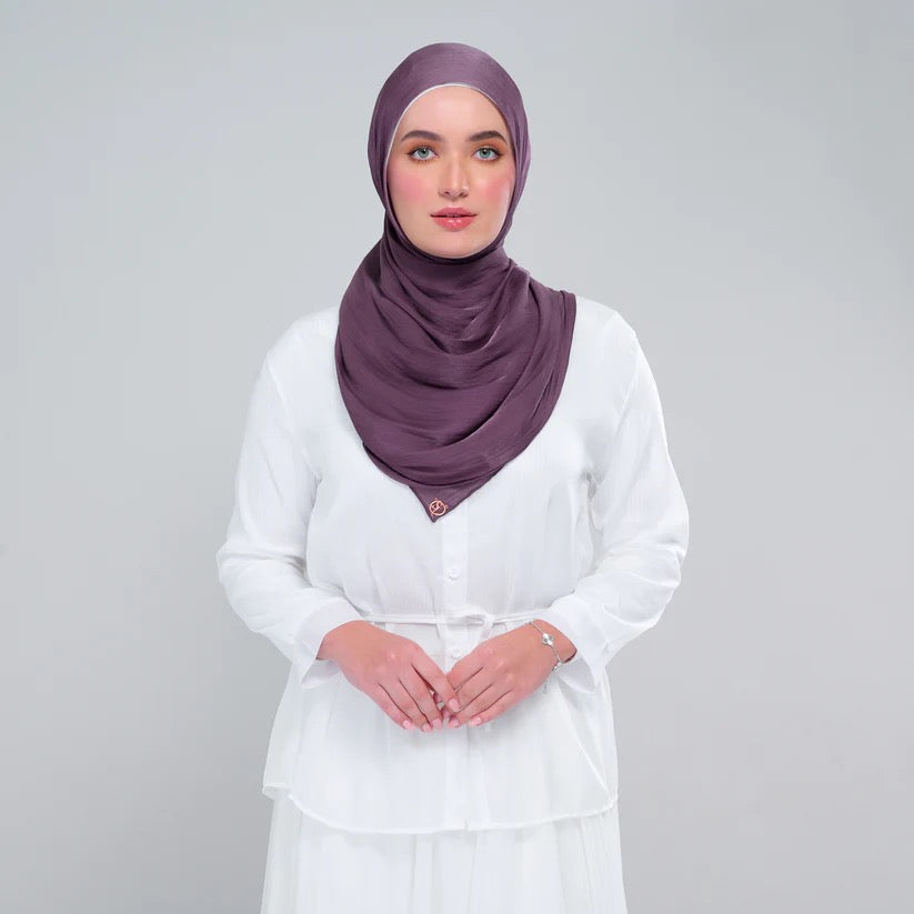 Raia Shawl | Ironless Shimmer in Dark Thistle