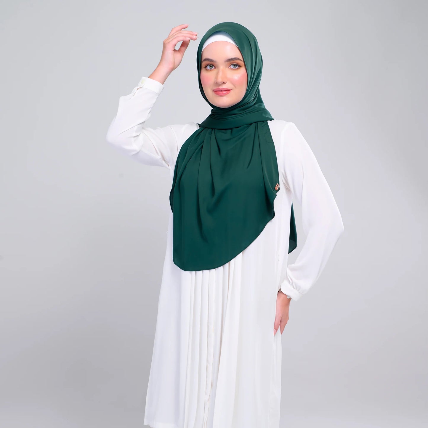 Instant Tag n' Go Shawl | Chiffon Silk in Emerald Green