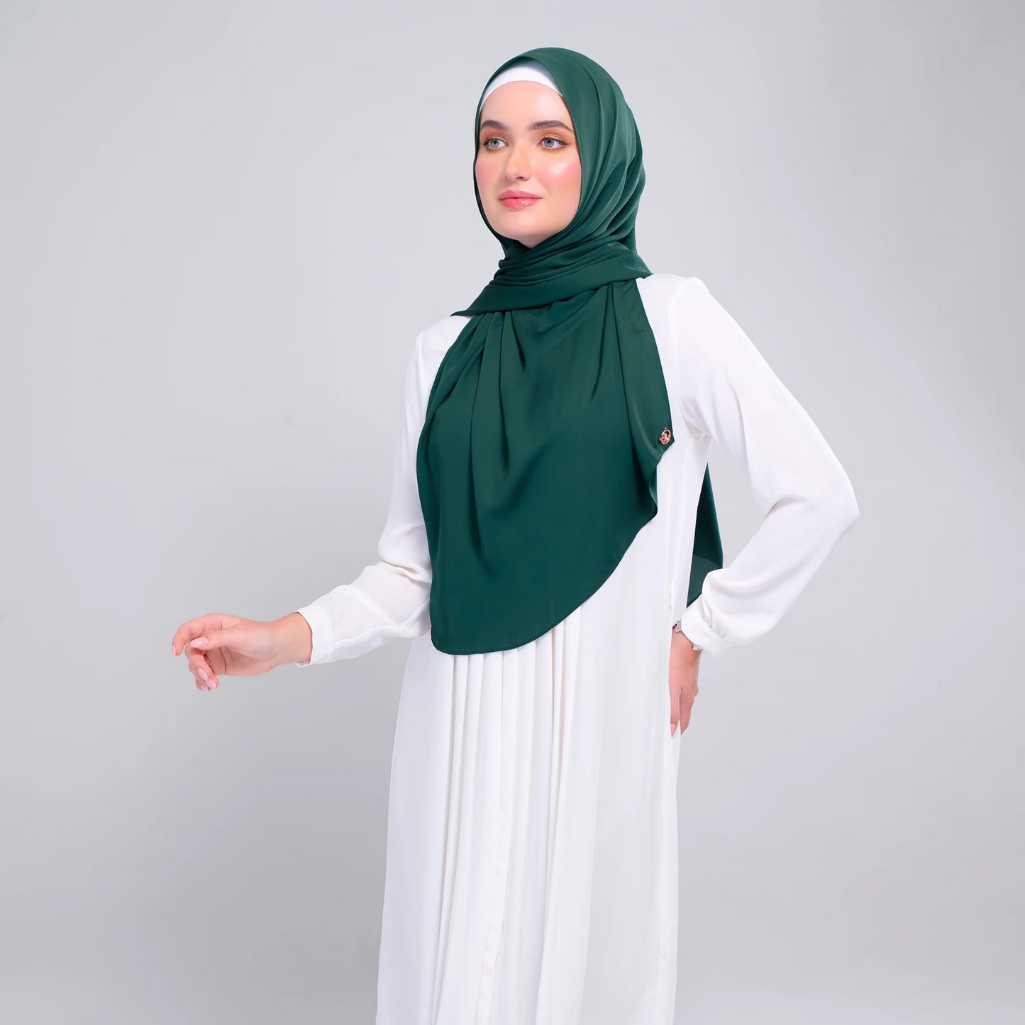 Instant Tag n' Go Shawl | Chiffon Silk in Emerald Green