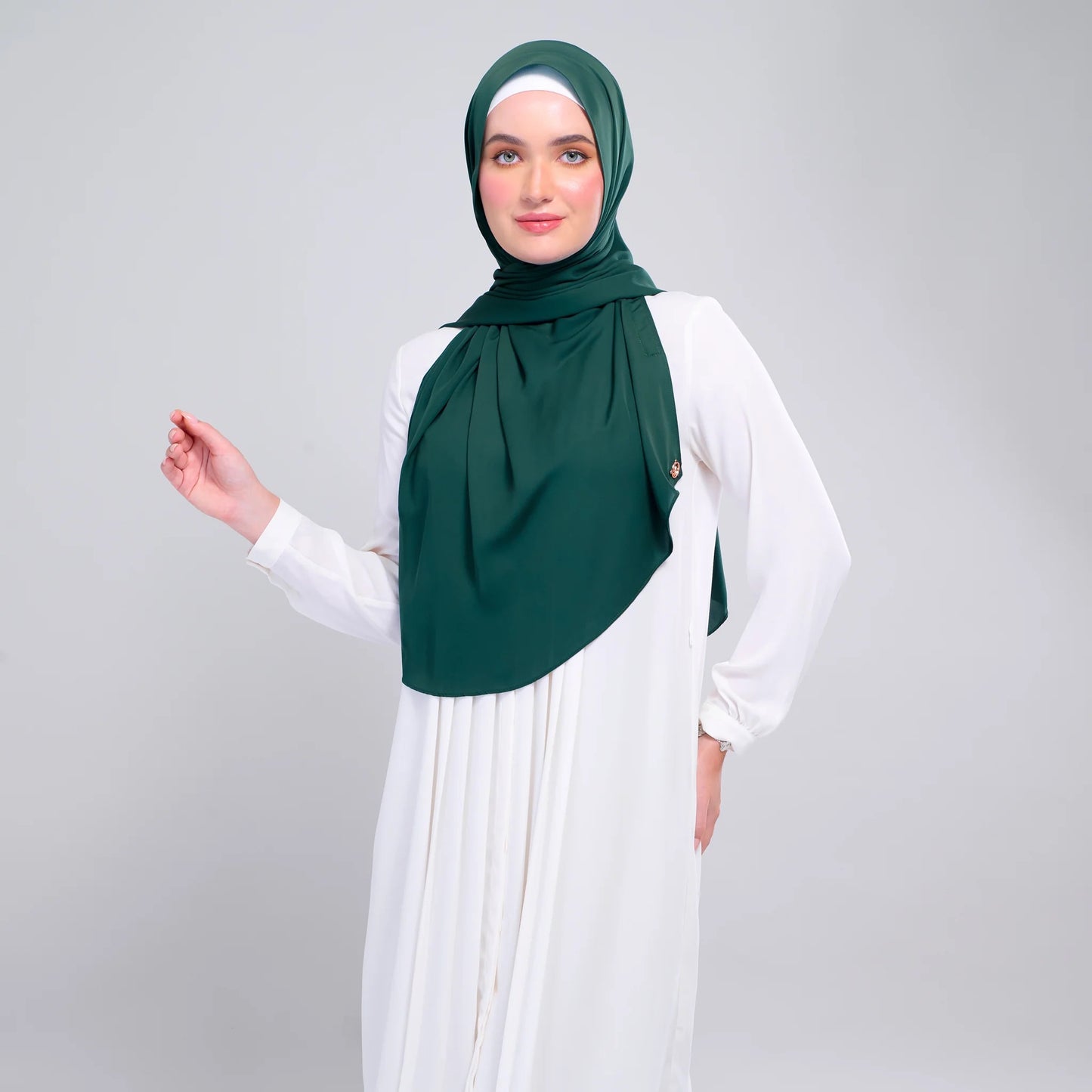 Instant Tag n' Go Shawl | Chiffon Silk in Emerald Green