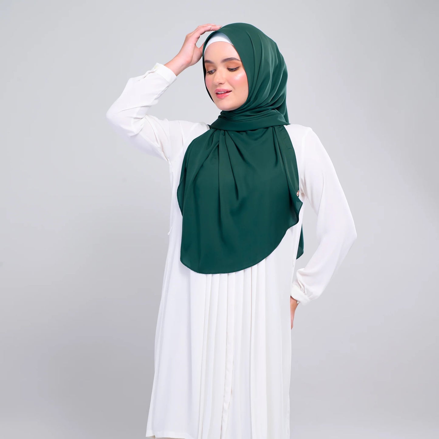 Instant Tag n' Go Shawl | Chiffon Silk in Emerald Green