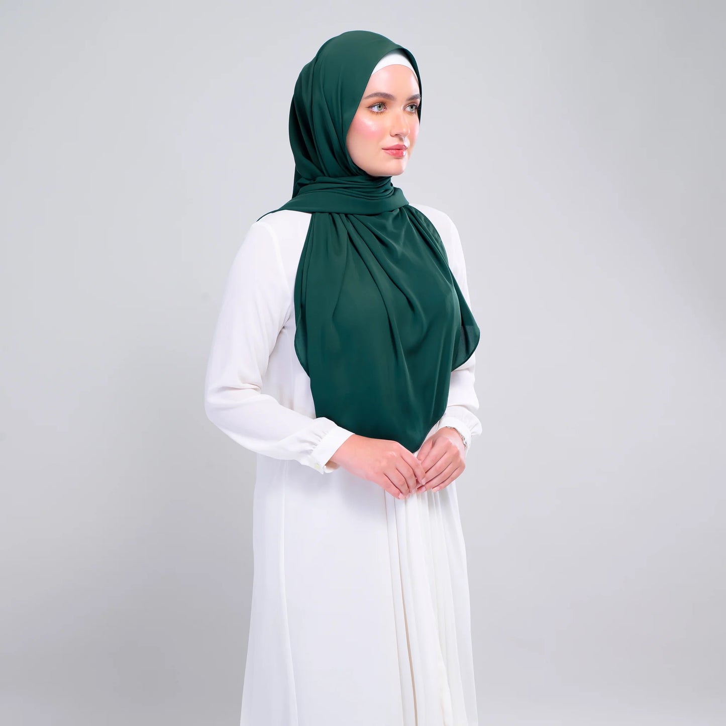 Instant Tag n' Go Shawl | Chiffon Silk in Emerald Green
