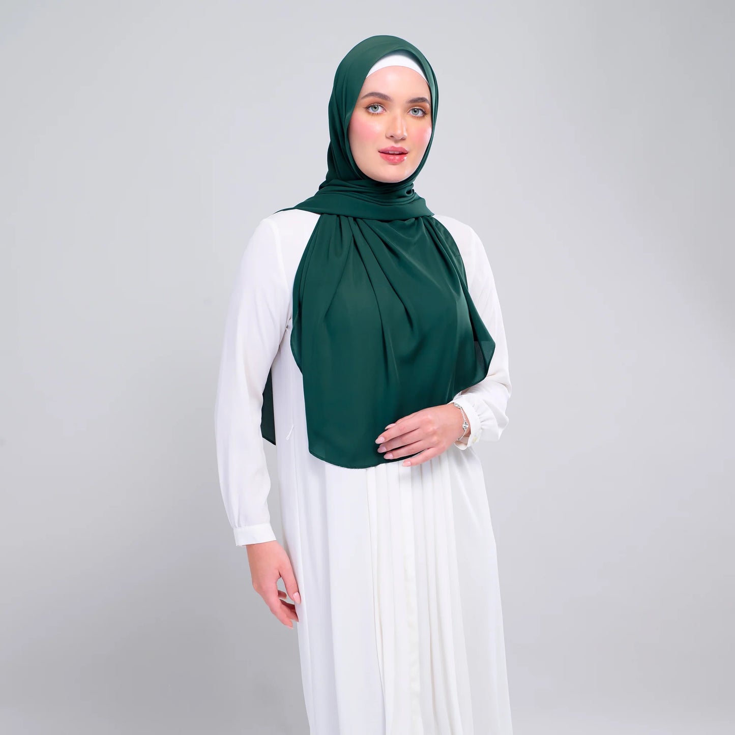 Instant Tag n' Go Shawl | Chiffon Silk in Emerald Green