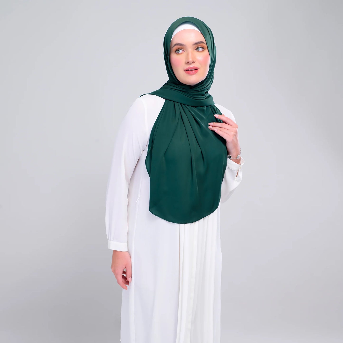Instant Tag n' Go Shawl | Chiffon Silk in Emerald Green