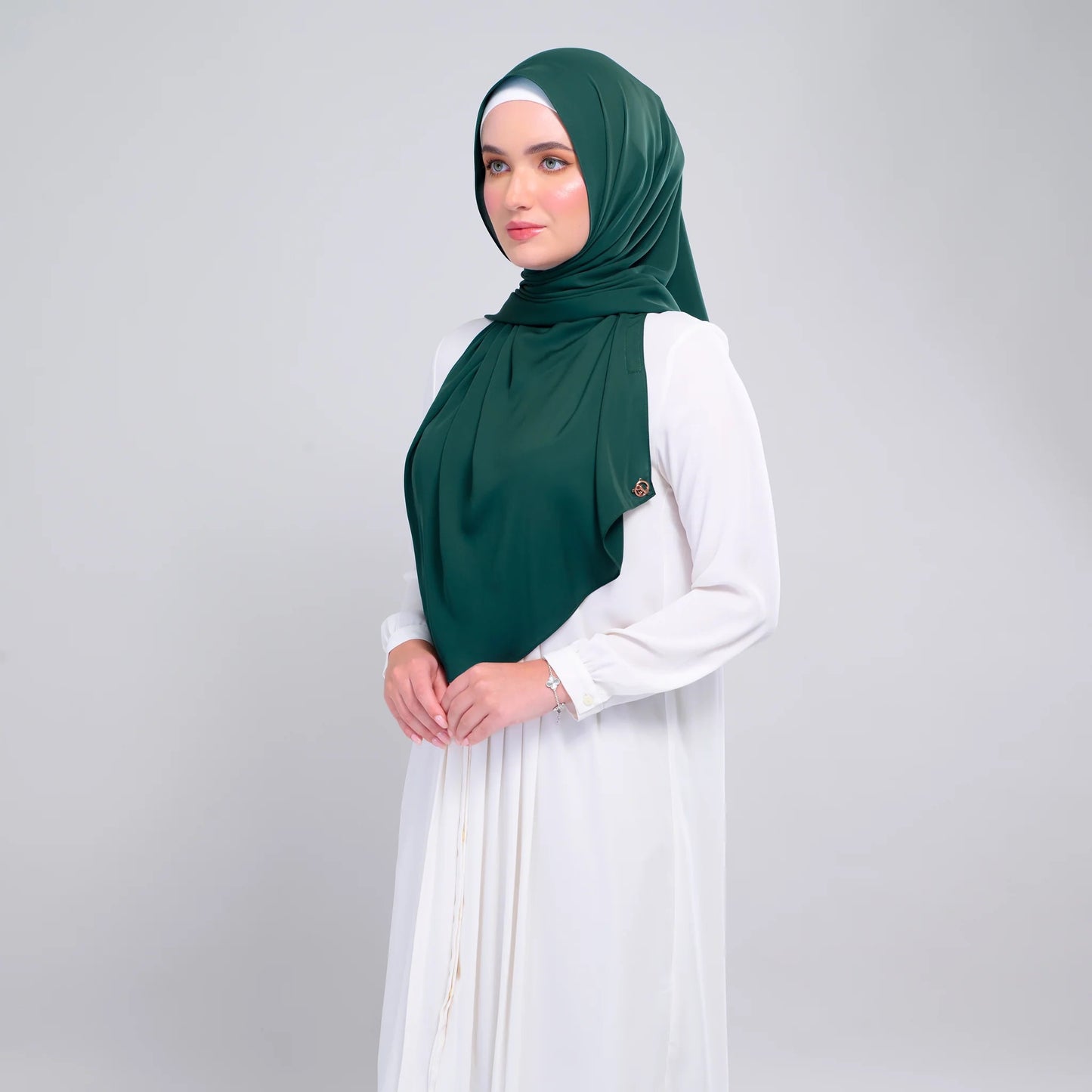 Instant Tag n' Go Shawl | Chiffon Silk in Emerald Green