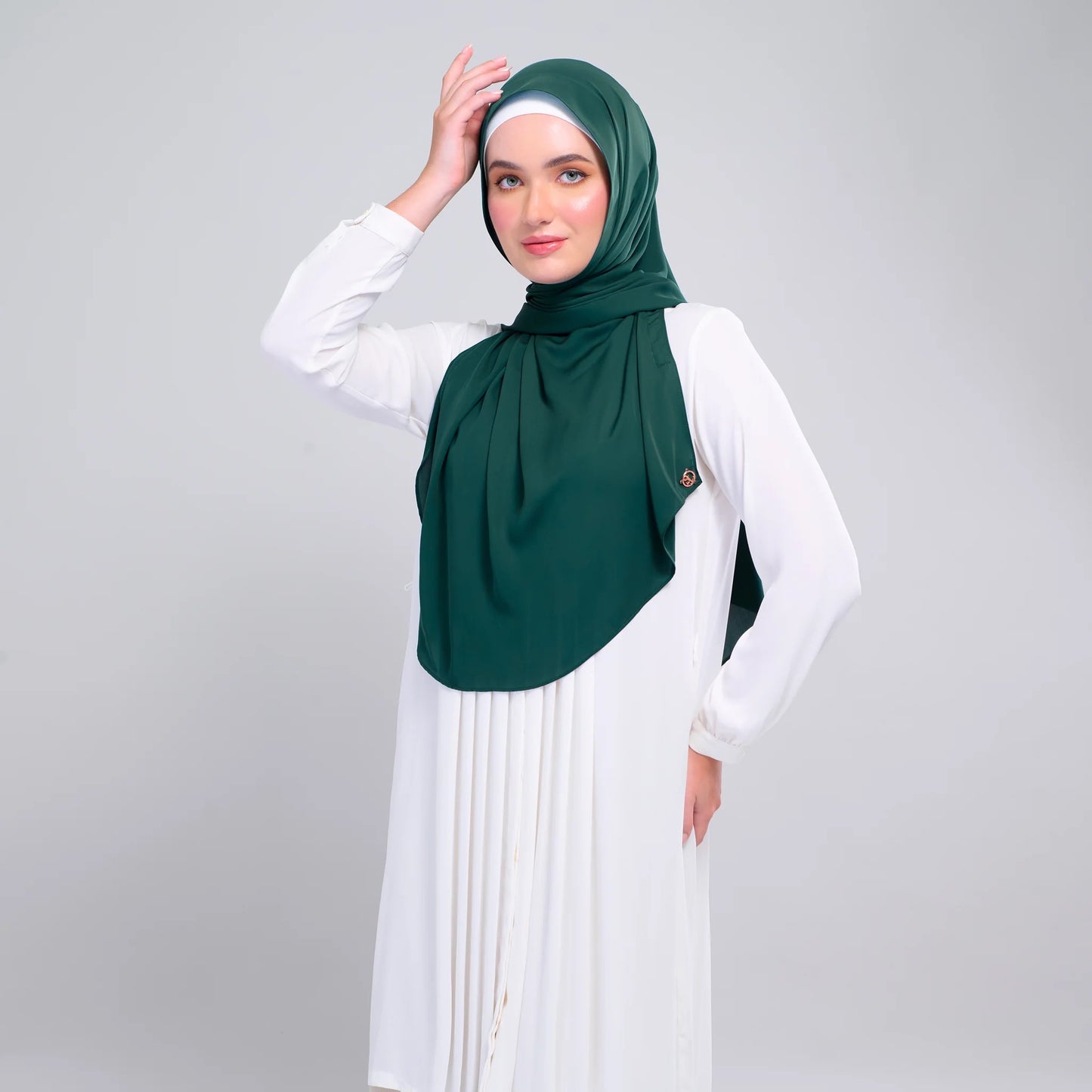 Instant Tag n' Go Shawl | Chiffon Silk in Emerald Green
