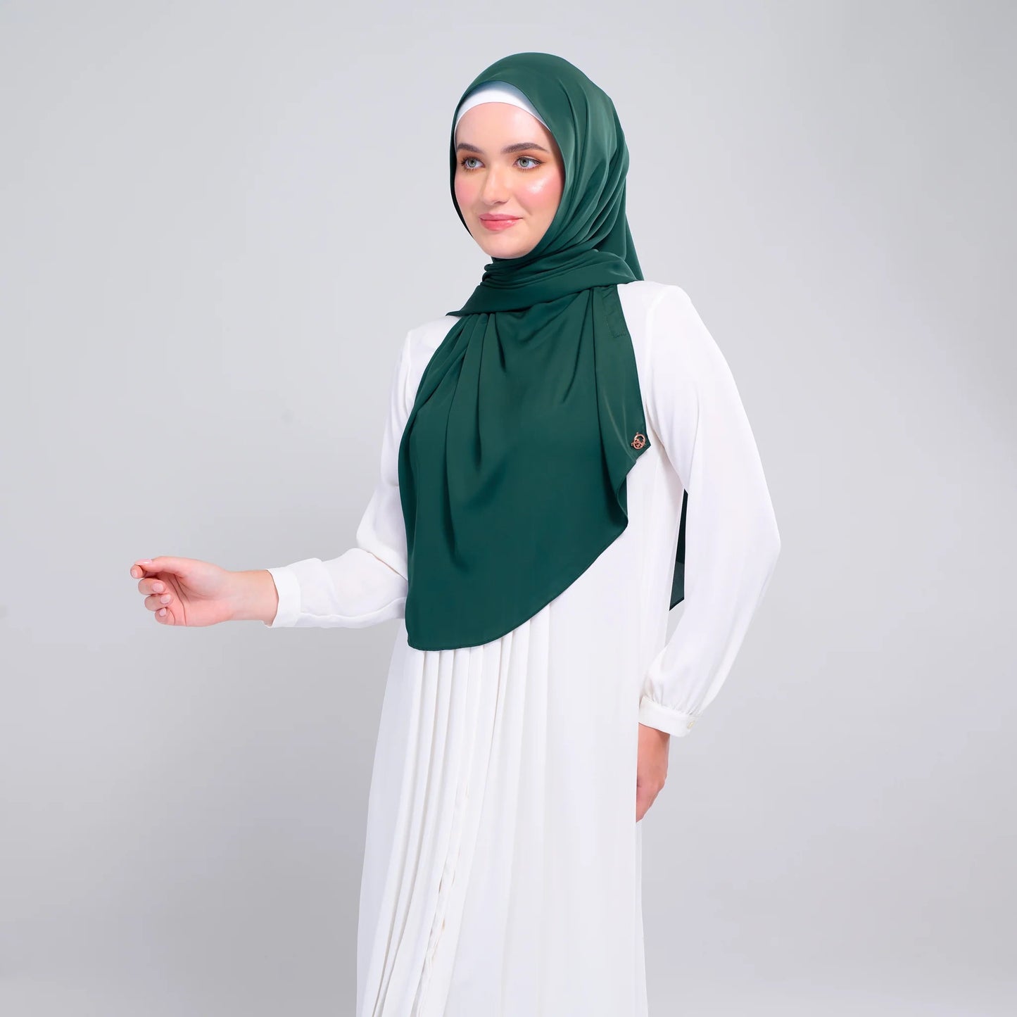 Instant Tag n' Go Shawl | Chiffon Silk in Emerald Green