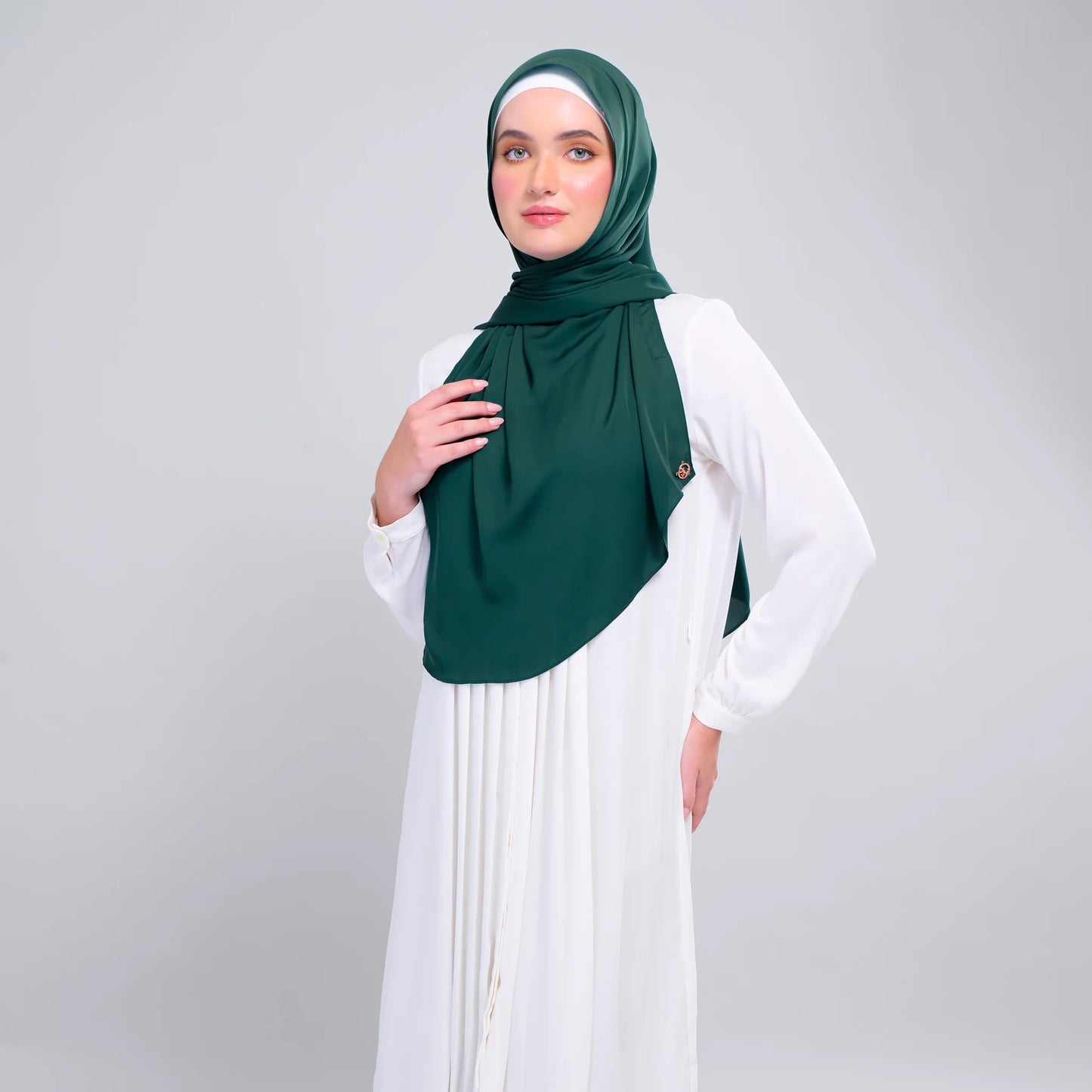Instant Tag n' Go Shawl | Chiffon Silk in Emerald Green