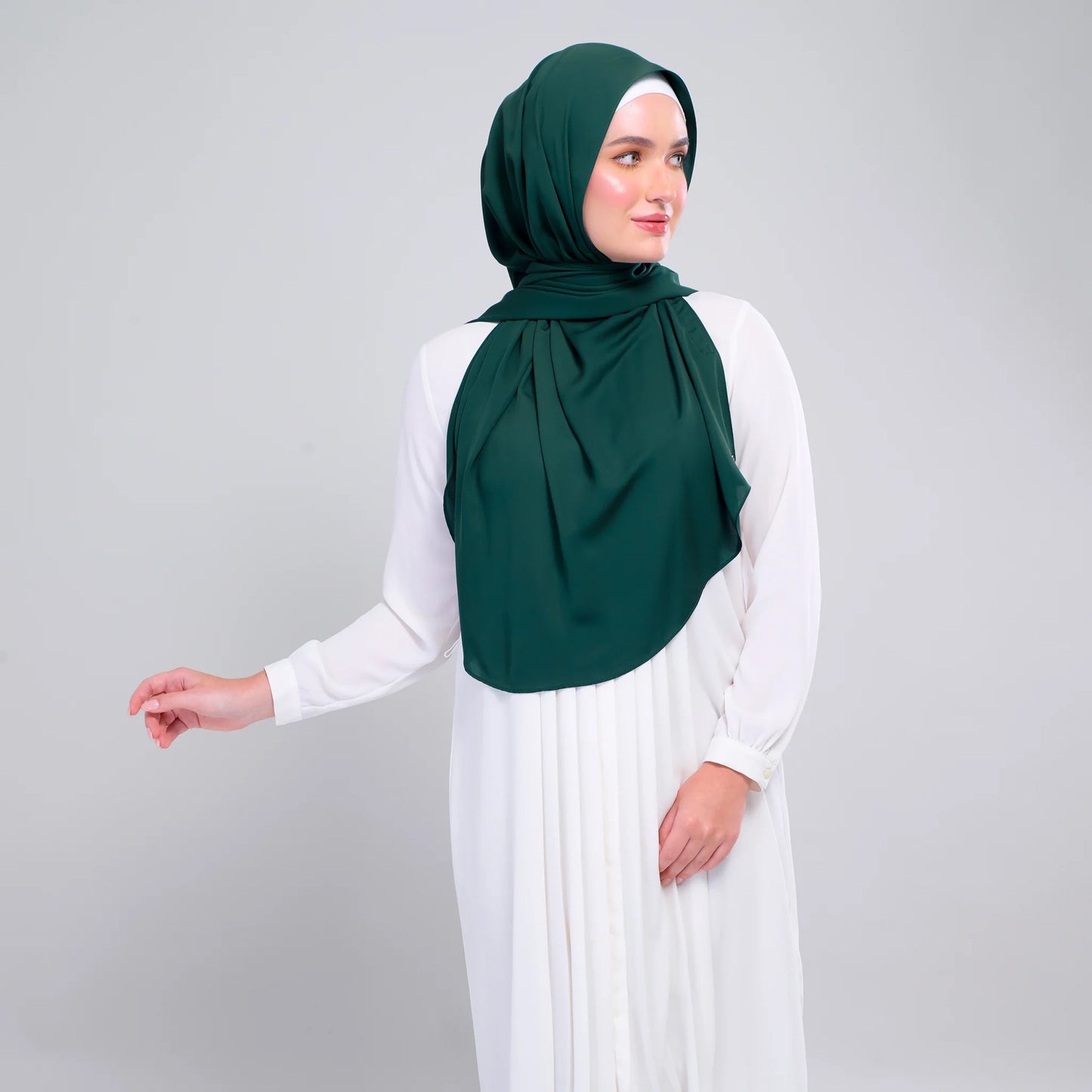 Instant Tag n' Go Shawl | Chiffon Silk in Emerald Green