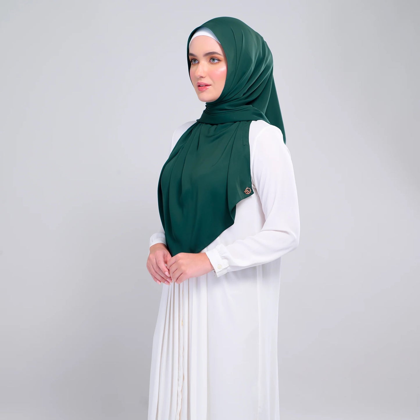 Instant Tag n' Go Shawl | Chiffon Silk in Emerald Green
