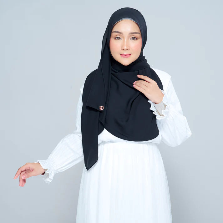 Semi Instant Sarongje | Chiffon Silk in Pitch Black