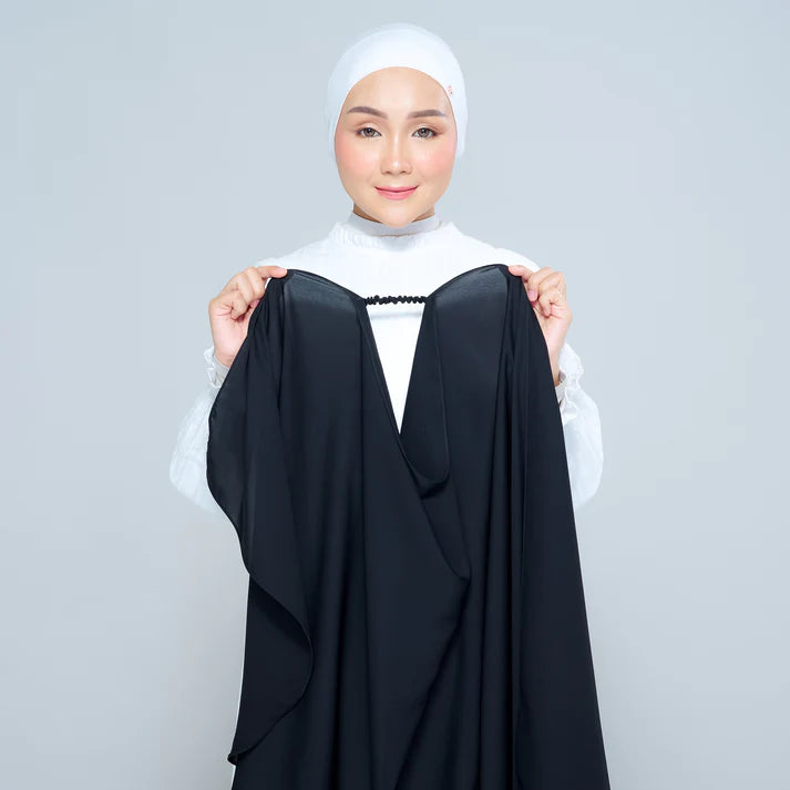 Semi Instant Sarongje | Chiffon Silk in Pitch Black