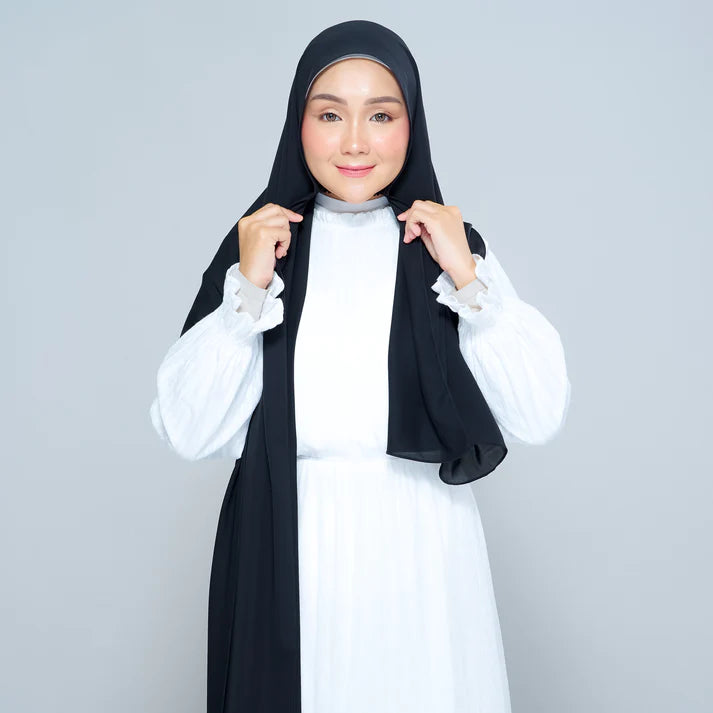 Semi Instant Sarongje | Chiffon Silk in Pitch Black