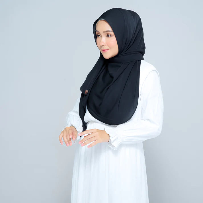 Semi Instant Sarongje | Chiffon Silk in Pitch Black