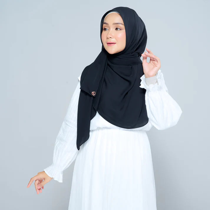 Semi Instant Sarongje | Chiffon Silk in Pitch Black