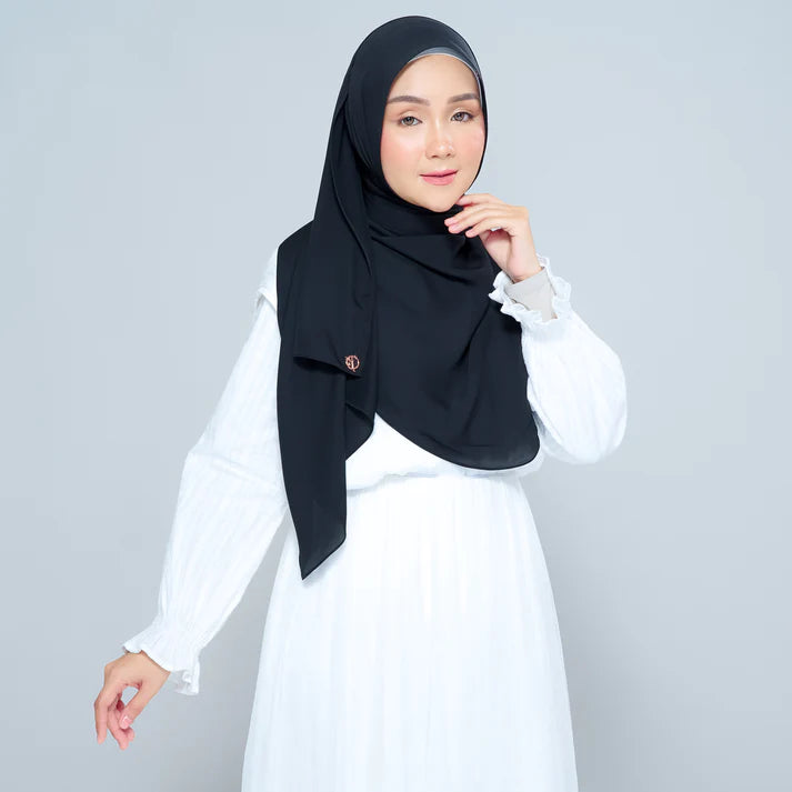 Semi Instant Sarongje | Chiffon Silk in Pitch Black