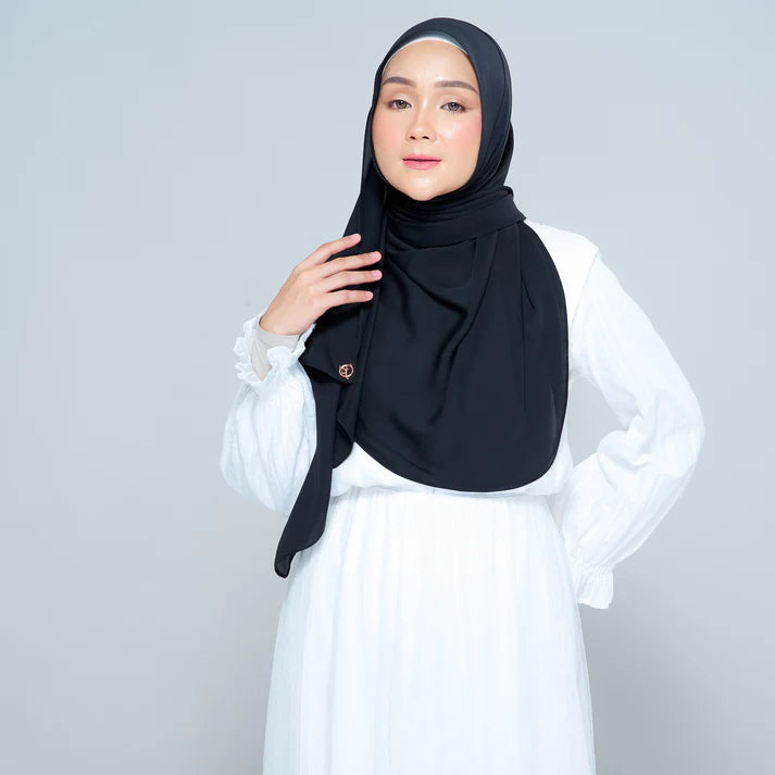 Semi Instant Sarongje | Chiffon Silk in Pitch Black