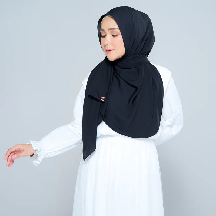 Semi Instant Sarongje | Chiffon Silk in Pitch Black
