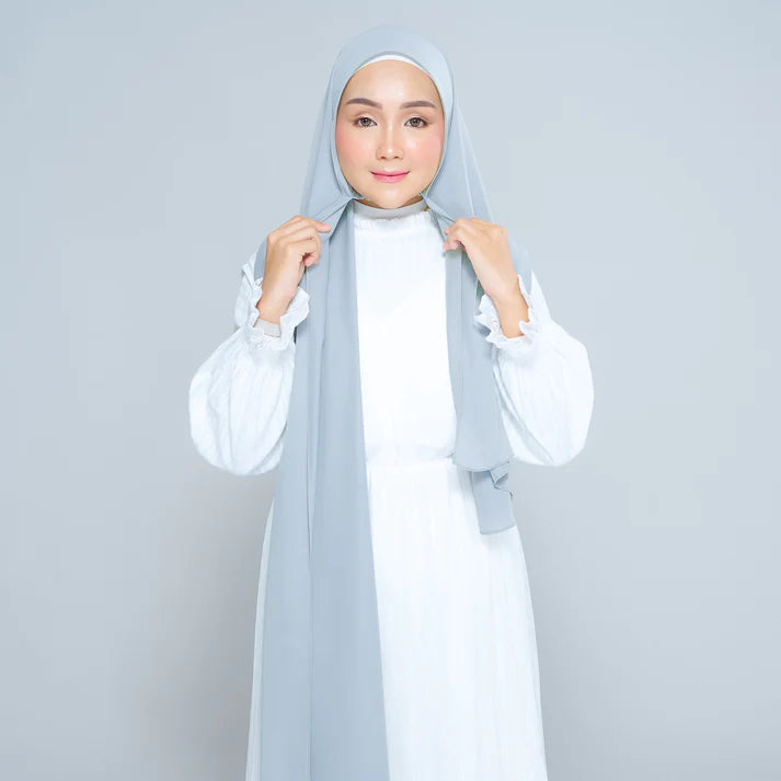 Semi Instant Sarongje | Chiffon Silk in Dusty Blue