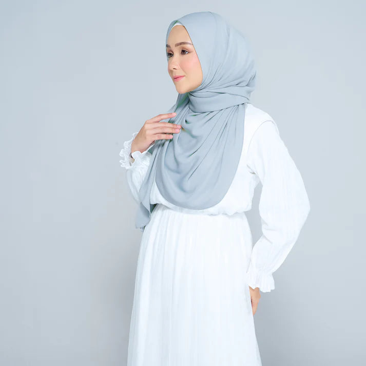 Semi Instant Sarongje | Chiffon Silk in Dusty Blue