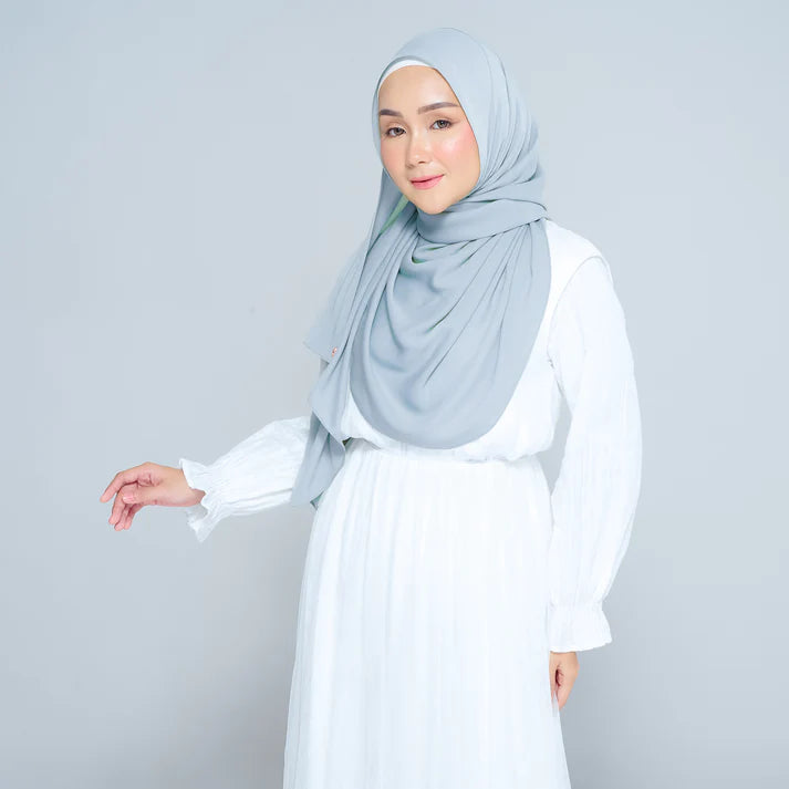 Semi Instant Sarongje | Chiffon Silk in Dusty Blue