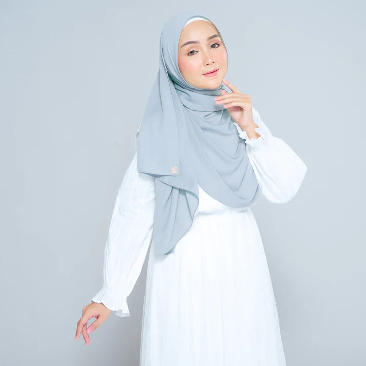 Semi Instant Sarongje | Chiffon Silk in Dusty Blue