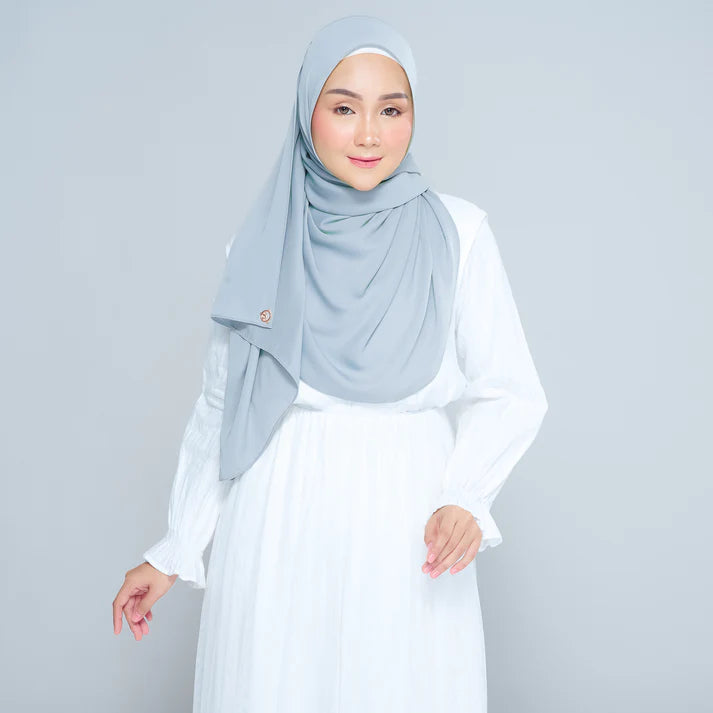 Semi Instant Sarongje | Chiffon Silk in Dusty Blue