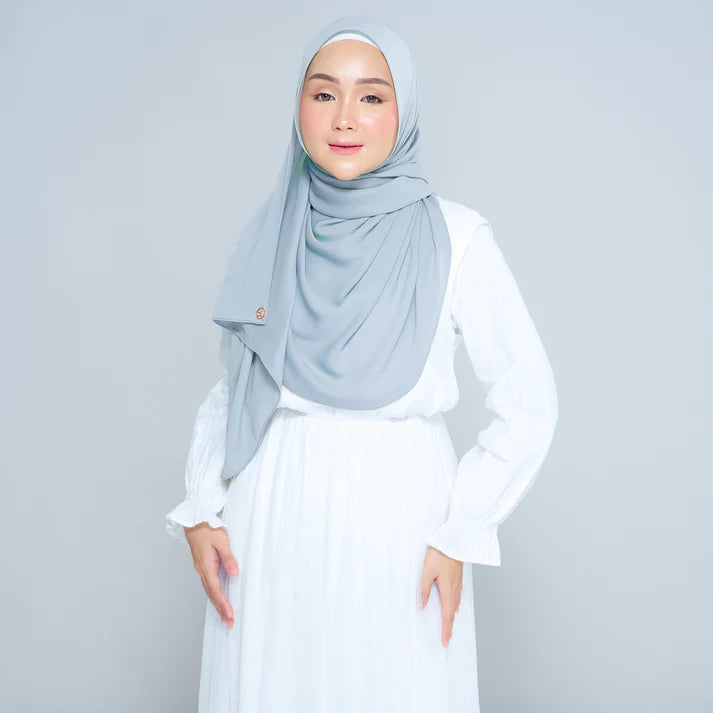 Semi Instant Sarongje | Chiffon Silk in Dusty Blue