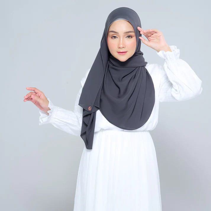 Semi Instant Sarongje | Chiffon Silk in Dark Grey