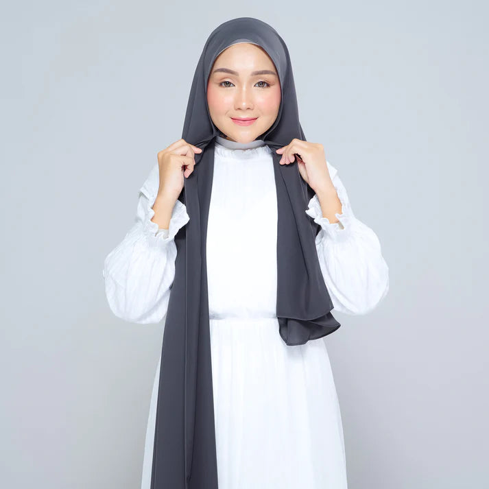 Semi Instant Sarongje | Chiffon Silk in Dark Grey