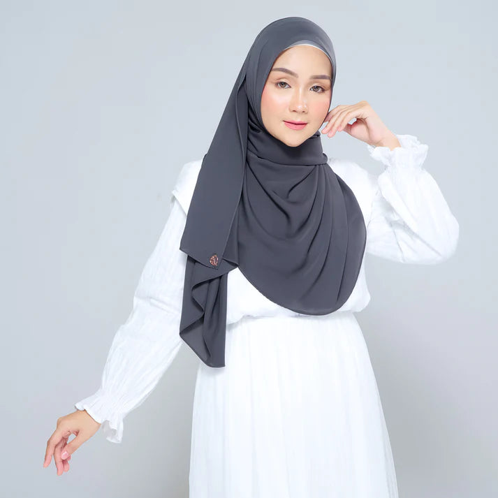 Semi Instant Sarongje | Chiffon Silk in Dark Grey