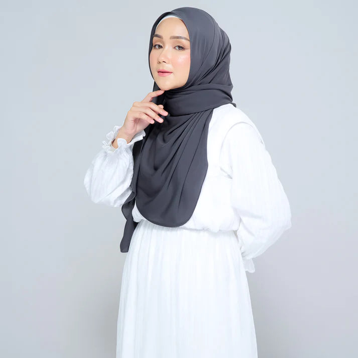 Semi Instant Sarongje | Chiffon Silk in Dark Grey