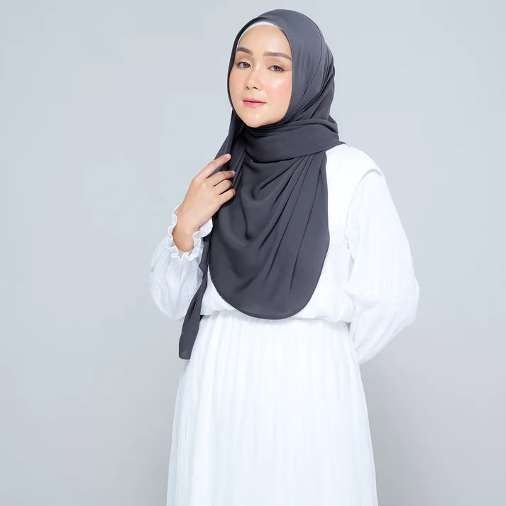 Semi Instant Sarongje | Chiffon Silk in Dark Grey