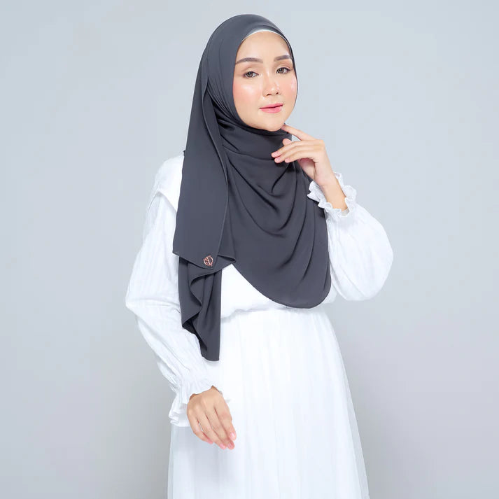 Semi Instant Sarongje | Chiffon Silk in Dark Grey